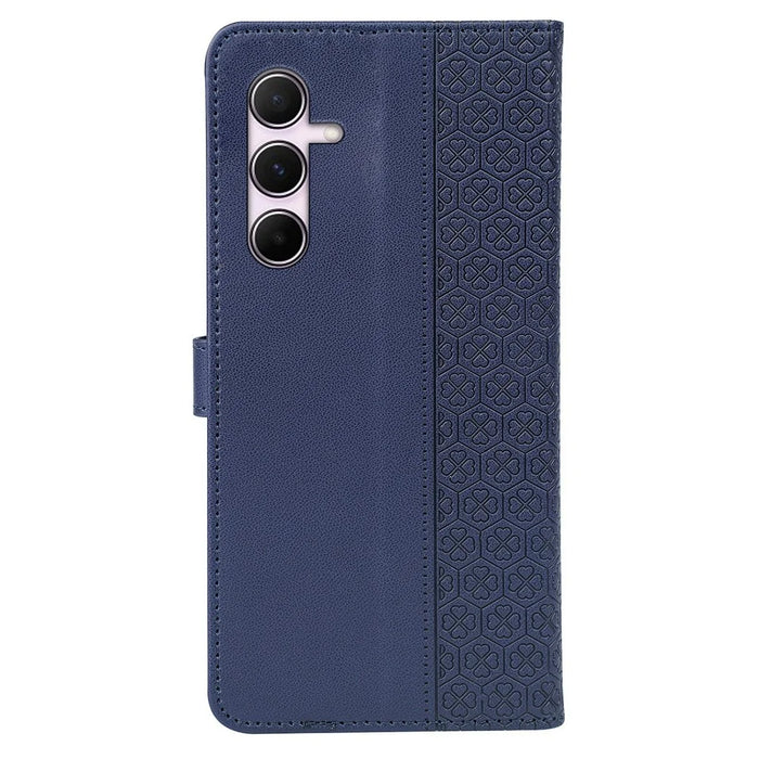 For Samsung Galaxy S26+ Case Magnetic Clasp Four Leaf Clover Leather Phone Cover - Blue - 6