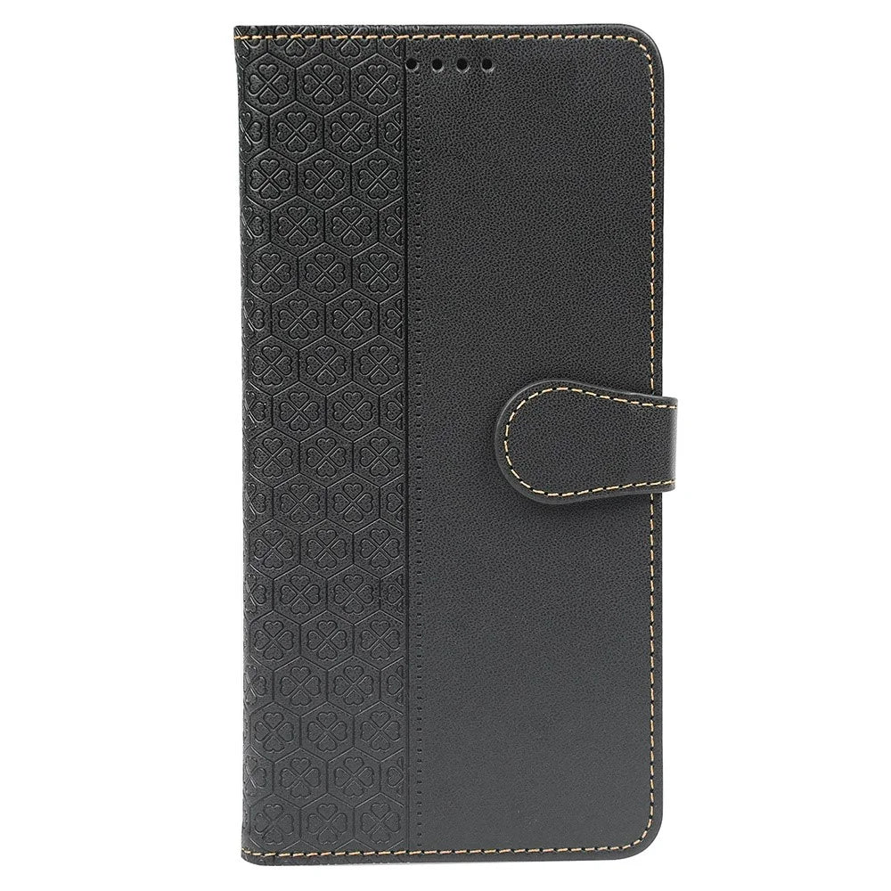 For Samsung Galaxy S26 Case Magnetic Clasp Four Leaf Clover Leather Phone Cover - Black - 5
