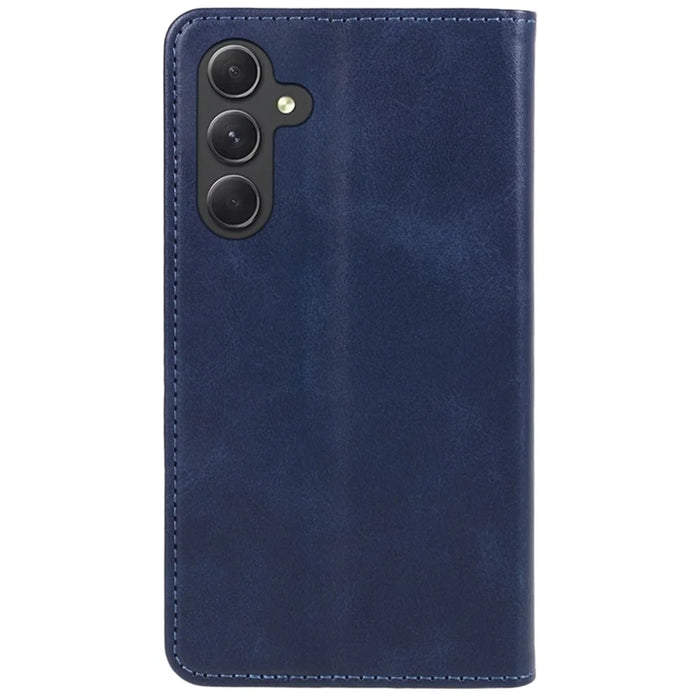 For Samsung Galaxy A27 5G Case Strong Magnetic PU Leather Phone Cover Calf Texture - Blue - 7