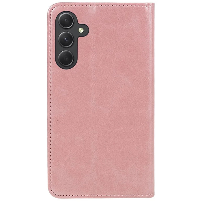 For Samsung Galaxy S26+ Case Strong Magnetic PU Leather Phone Cover Calf Texture - Rose Gold - 7