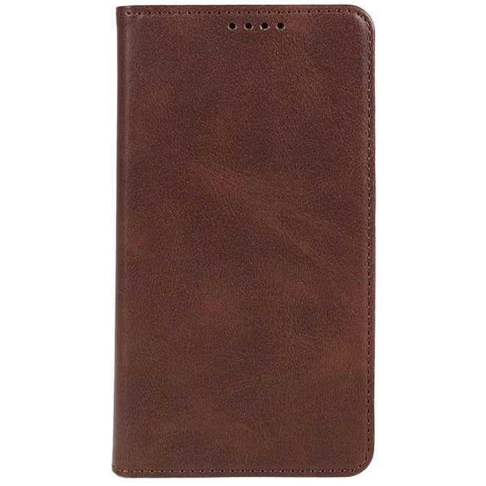 For Samsung Galaxy S26 Case Strong Magnetic PU Leather Phone Cover Calf Texture - Brown - 6