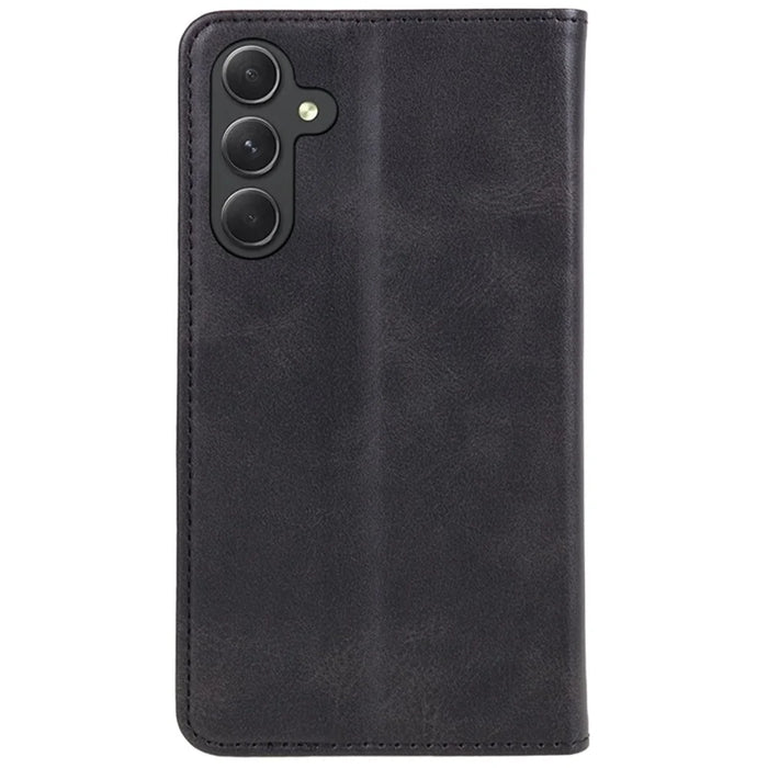 For Samsung Galaxy A57 5G Case Strong Magnetic PU Leather Phone Cover Calf Texture - Black - 7