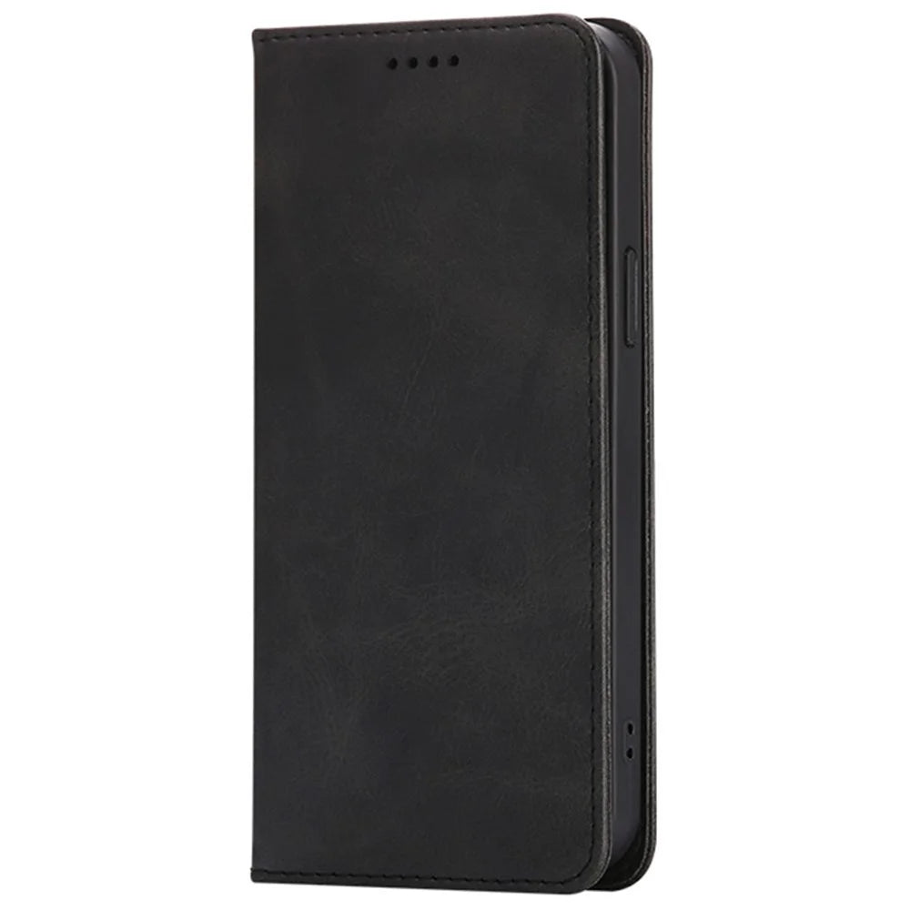 For Samsung Galaxy S26 Ultra Case Strong Magnetic PU Leather Phone Cover Calf Texture - Black - 4