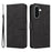 For Samsung Galaxy A37 5G Wallet Case Leather Phone Cover Stand with Curved Line Design -  Black - 1
