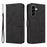 For Samsung Galaxy A57 5G Wallet Case Leather Phone Cover Stand with Curved Line Design -  Black - 1
