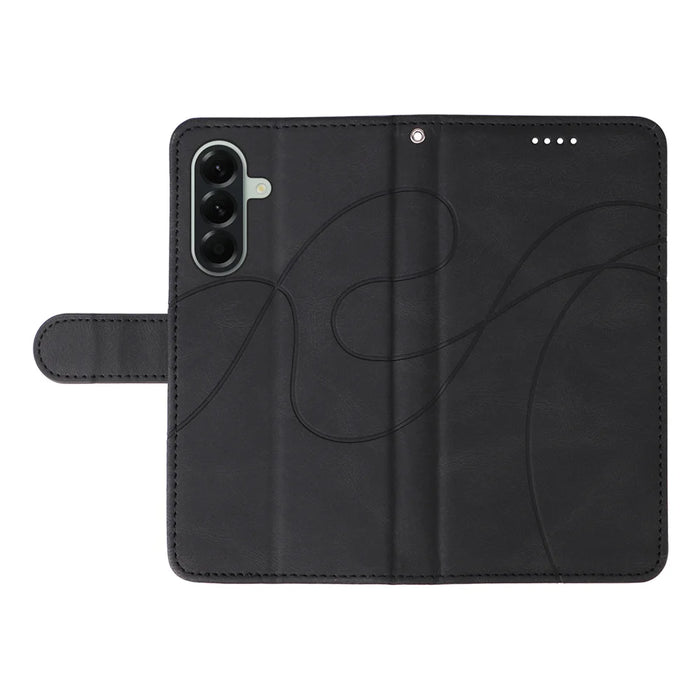 For Samsung Galaxy A57 5G Wallet Case Leather Phone Cover Stand with Curved Line Design -  Black - 3