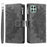 For Samsung Galaxy A22 5G (EU Version) Drop-proof Phone Case Zipper Pocket Wallet Mandala Flower Imprinted PU Leather Stand Cover Multiple Card Slots - Grey - 1