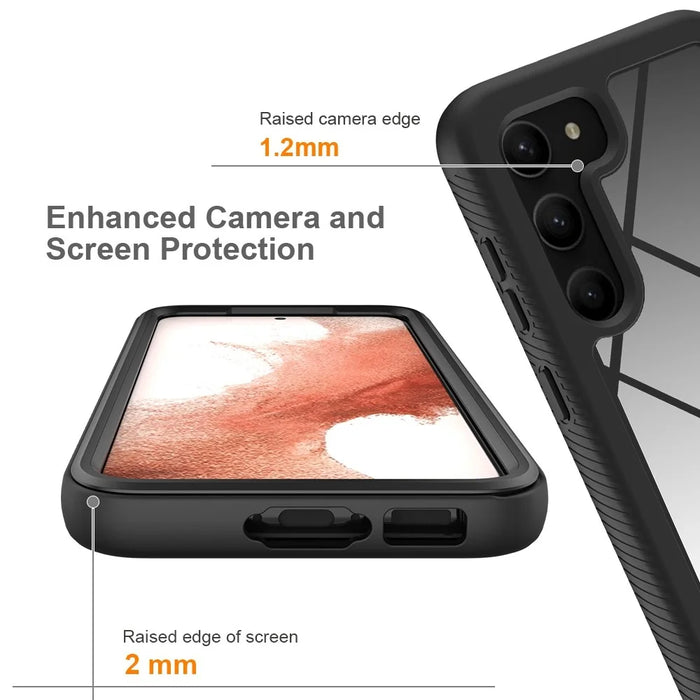For Samsung Galaxy S23+ Hard Acrylic + PC + Soft TPU Phone Case Drop-proof Clear Back Cover - Black - 3