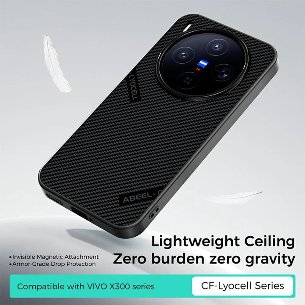 ABEEL CF-Lyocell Series For vivo X300 5G Magnetic Case Microfiber + PC + E-TPU Phone Cover - No.1 - 2