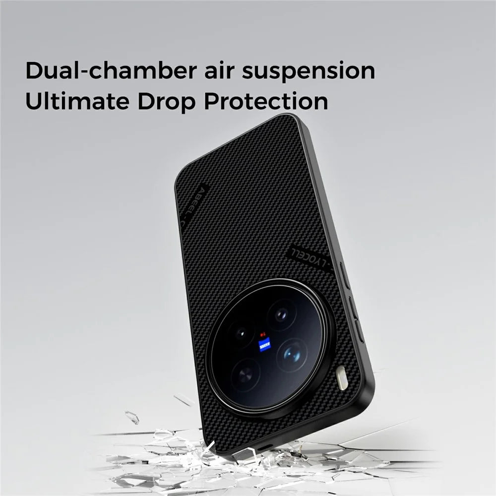 ABEEL CF-Lyocell Series For vivo X300 5G Magnetic Case Microfiber + PC + E-TPU Phone Cover - No.1 - 4
