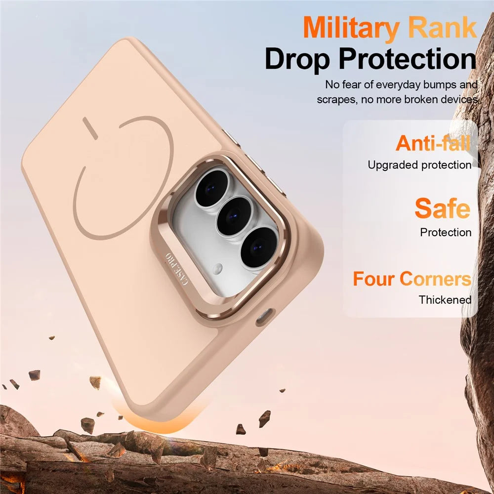 For Samsung Galaxy S25 FE Magnetic Case Skin-touch PC + TPU Phone Cover with Foldable Kickstand - Desert Gold - 3
