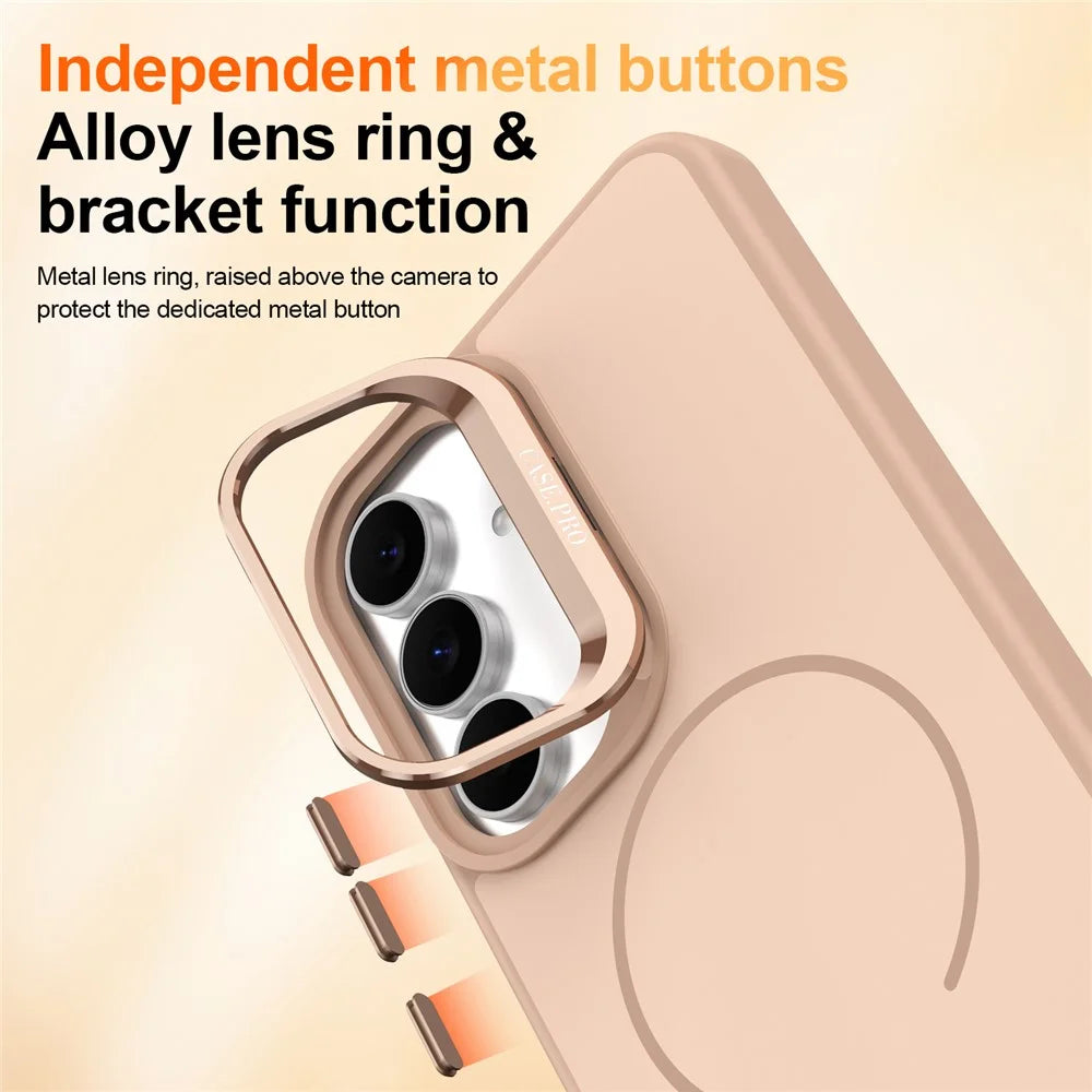 For Samsung Galaxy S25 FE Magnetic Case Skin-touch PC + TPU Phone Cover with Foldable Kickstand - Desert Gold - 6