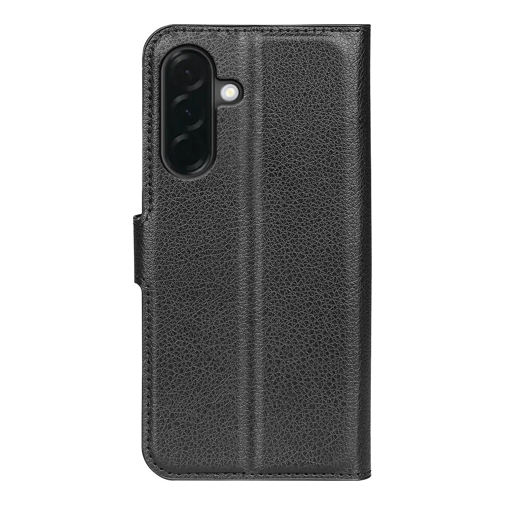 For Samsung Galaxy A37 5G Case Wallet Stand Litchi Texture Shockproof Leather Phone Cover - Black - 7