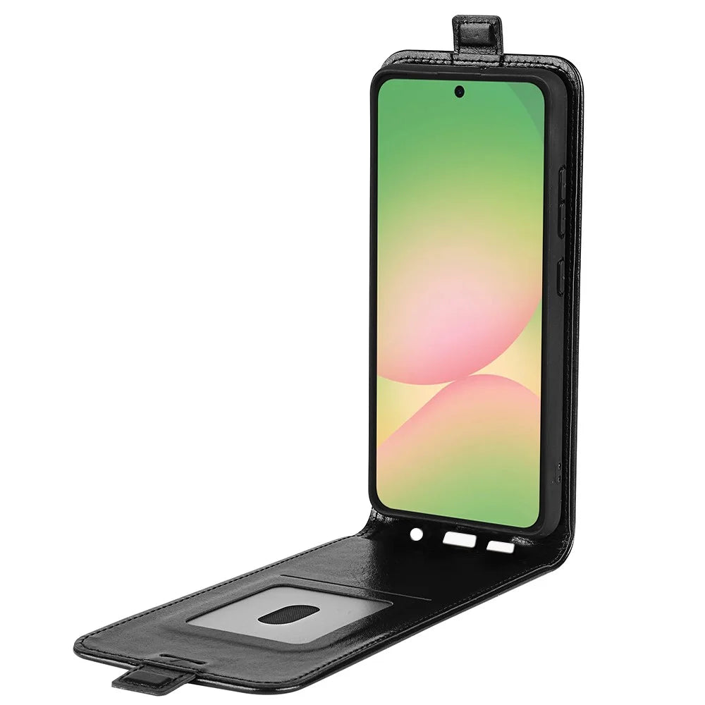 For Samsung Galaxy A57 5G Case with Card Slots Vertical Flip Leather Phone Cover - Black - 2