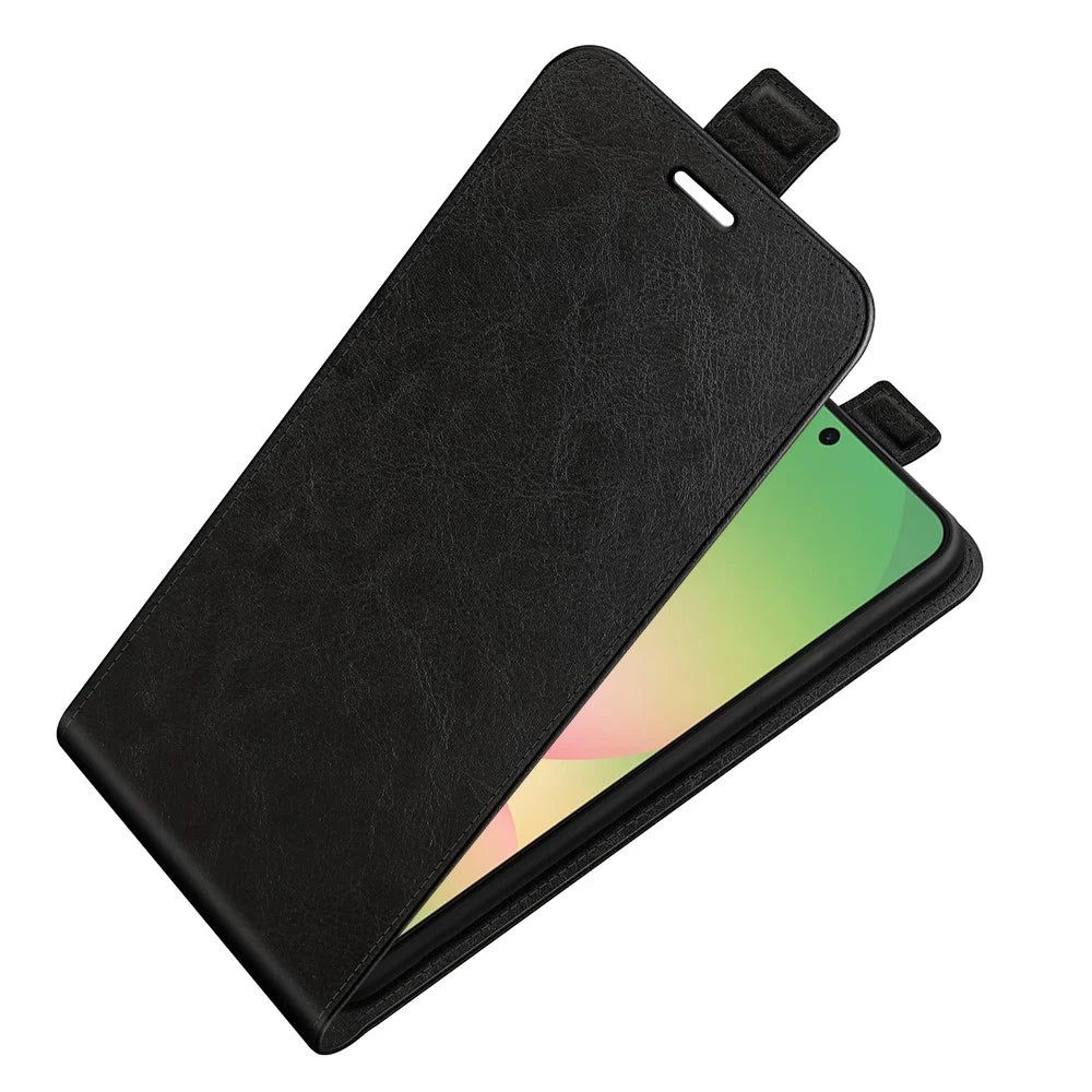 For Samsung Galaxy A57 5G Case with Card Slots Vertical Flip Leather Phone Cover - Black - 4