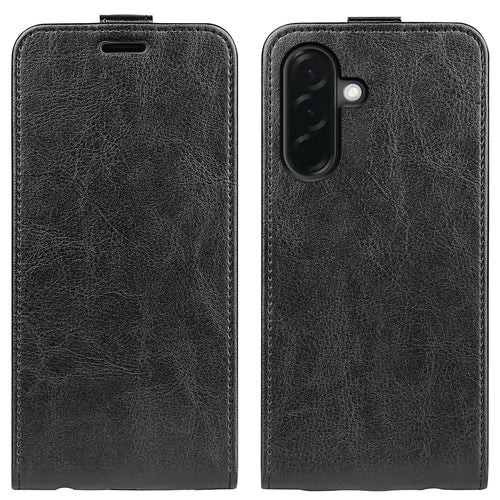 For Samsung Galaxy A37 5G Case with Card Slots Vertical Flip Leather Phone Cover - Black - 1
