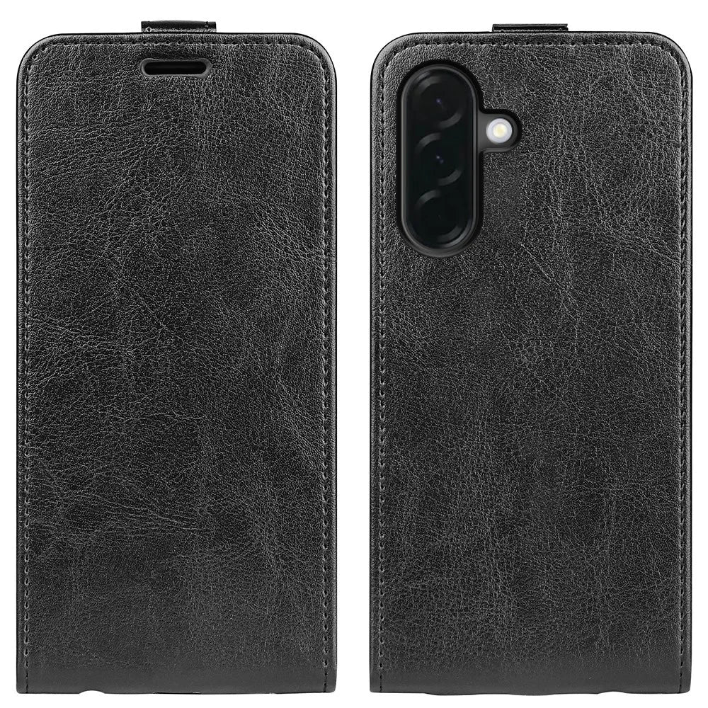 For Samsung Galaxy A37 5G Case with Card Slots Vertical Flip Leather Phone Cover - Black - 1