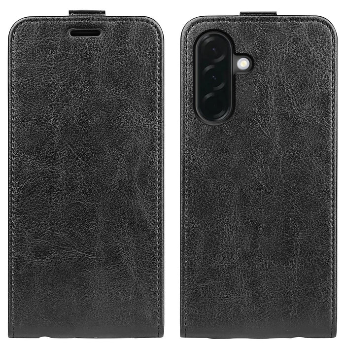 For Samsung Galaxy A37 5G Case with Card Slots Vertical Flip Leather Phone Cover - Black - 1