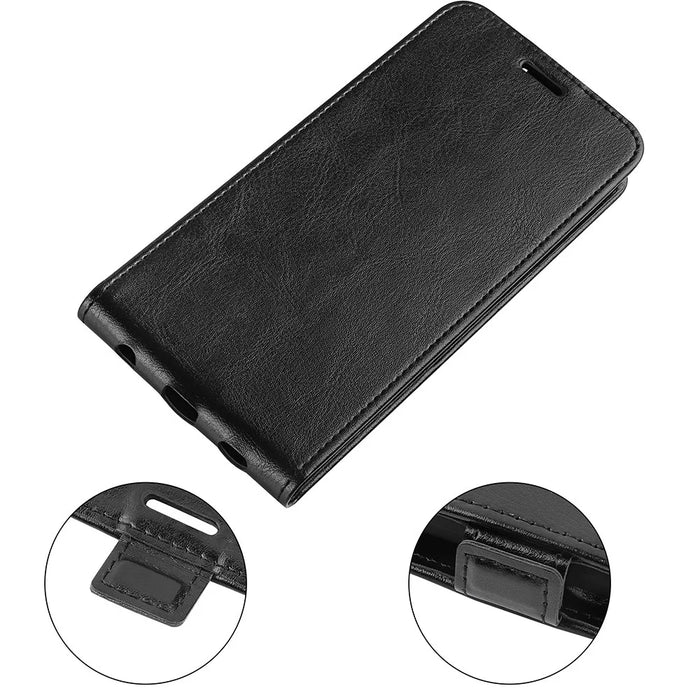 For Samsung Galaxy A37 5G Case with Card Slots Vertical Flip Leather Phone Cover - Black - 5