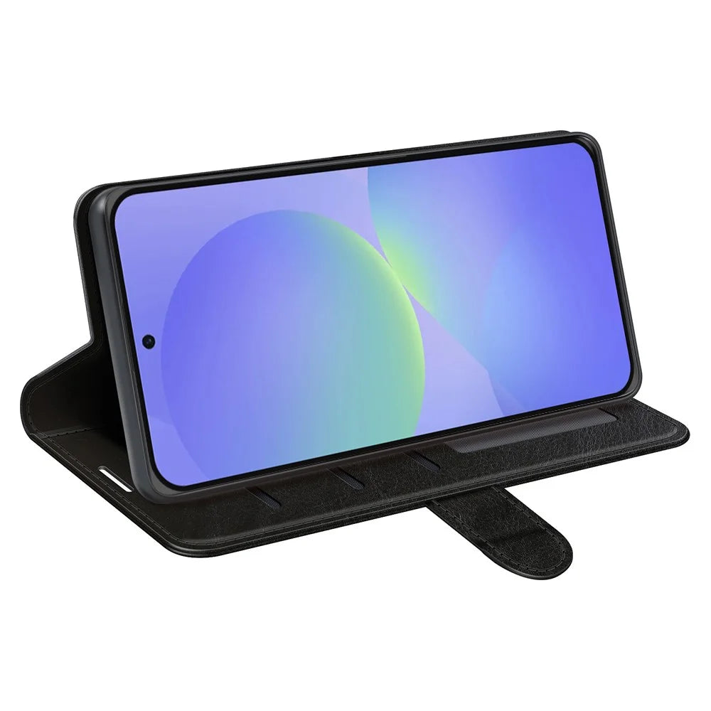 For Samsung Galaxy A37 5G Case Crazy Horse Texture Stand Leather Phone Cover - Black - 3