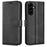 For Samsung Galaxy A57 5G Stand Case Anti-Scratch Calf Texture Leather Phone Cover - Black - 1