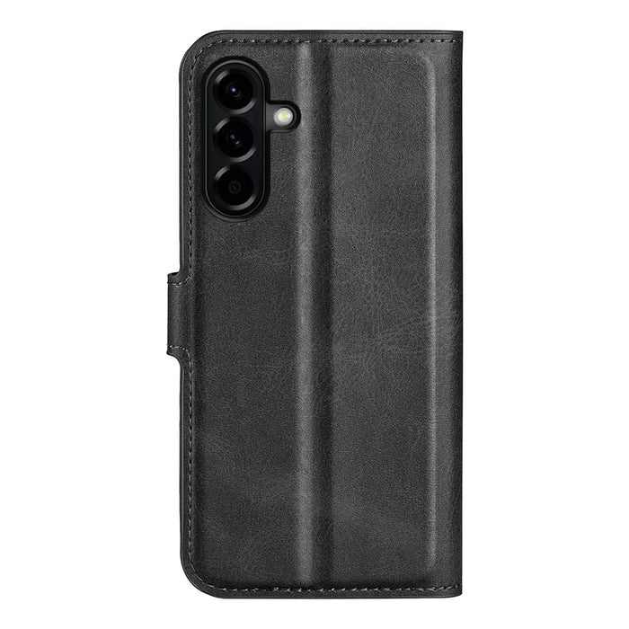 For Samsung Galaxy A57 5G Stand Case Anti-Scratch Calf Texture Leather Phone Cover - Black - 7