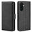 For Samsung Galaxy A37 5G Case Calf Texture Leather Wallet Phone Cover - Black - 1