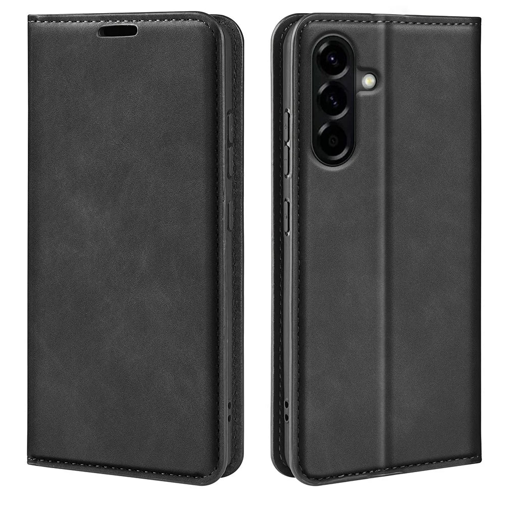 For Samsung Galaxy A57 5G Case Skin Touch Leather Wallet Phone Cover - Black - 1