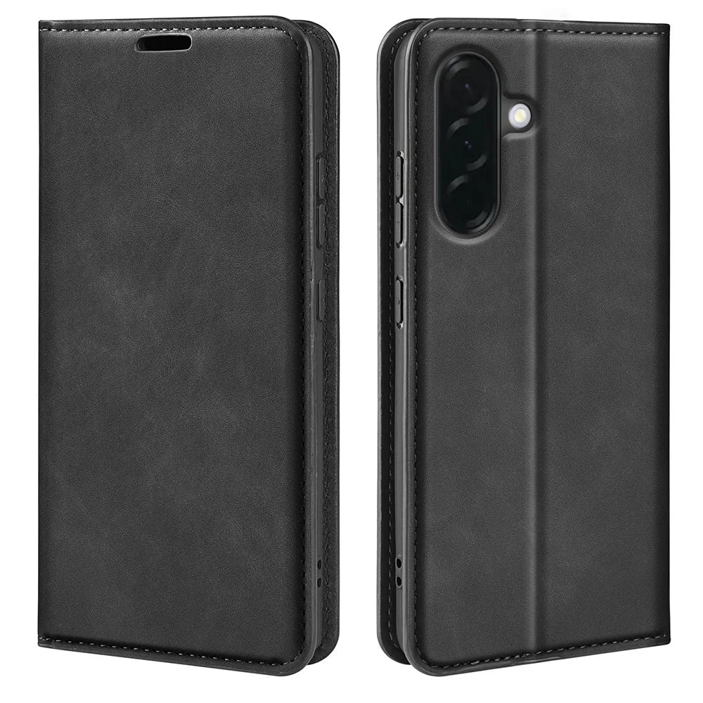 For Samsung Galaxy A37 5G Case Skin Touch Leather Wallet Phone Cover - Black - 1