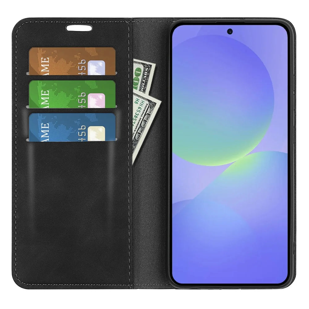 For Samsung Galaxy A37 5G Case Skin Touch Leather Wallet Phone Cover - Black - 2