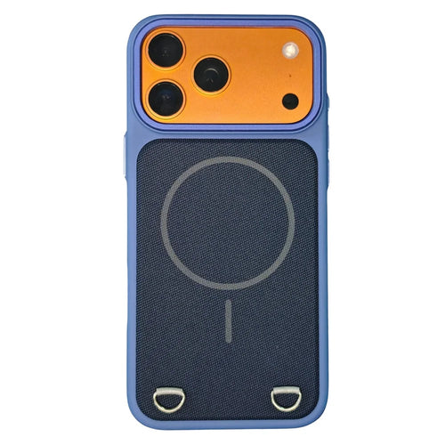 For iPhone 18 Pro Max / 17 Pro Max Case Compatible with MagSafe Skin Touch Synthetic Leather + PC Phone Back Cover with Card Slot - Blue - 1