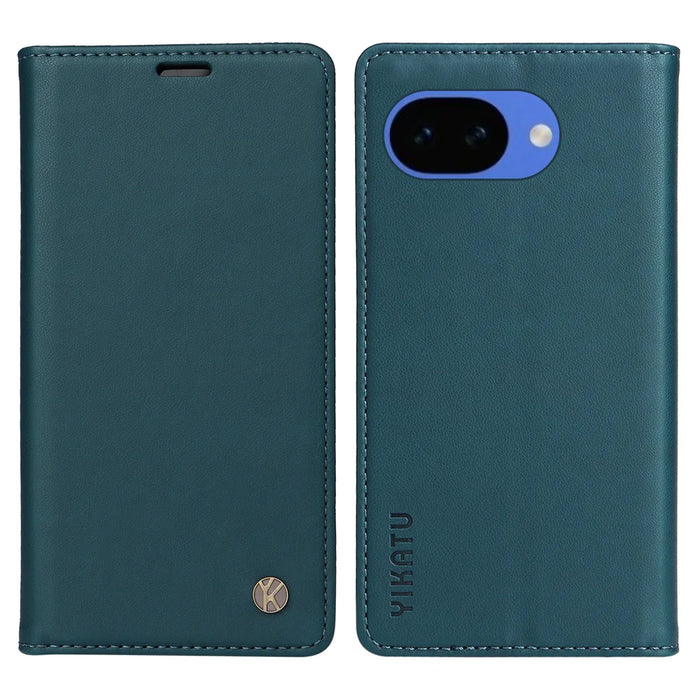 YIKATU For Google Pixel 10a Phone Cases  Magnetic Closure PU Leather Mobile Cover - Green - 1
