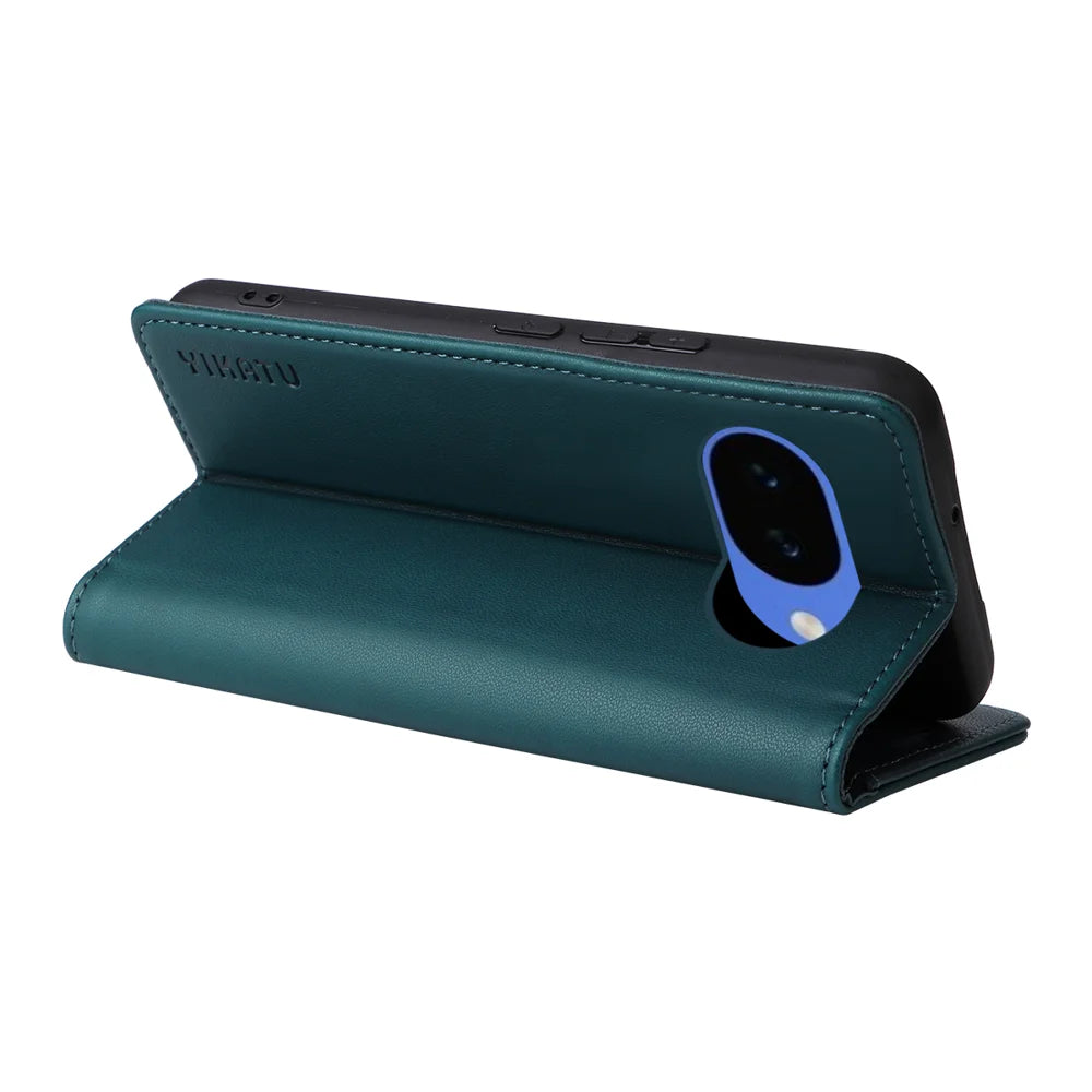 YIKATU For Google Pixel 10a Phone Cases  Magnetic Closure PU Leather Mobile Cover - Green - 7