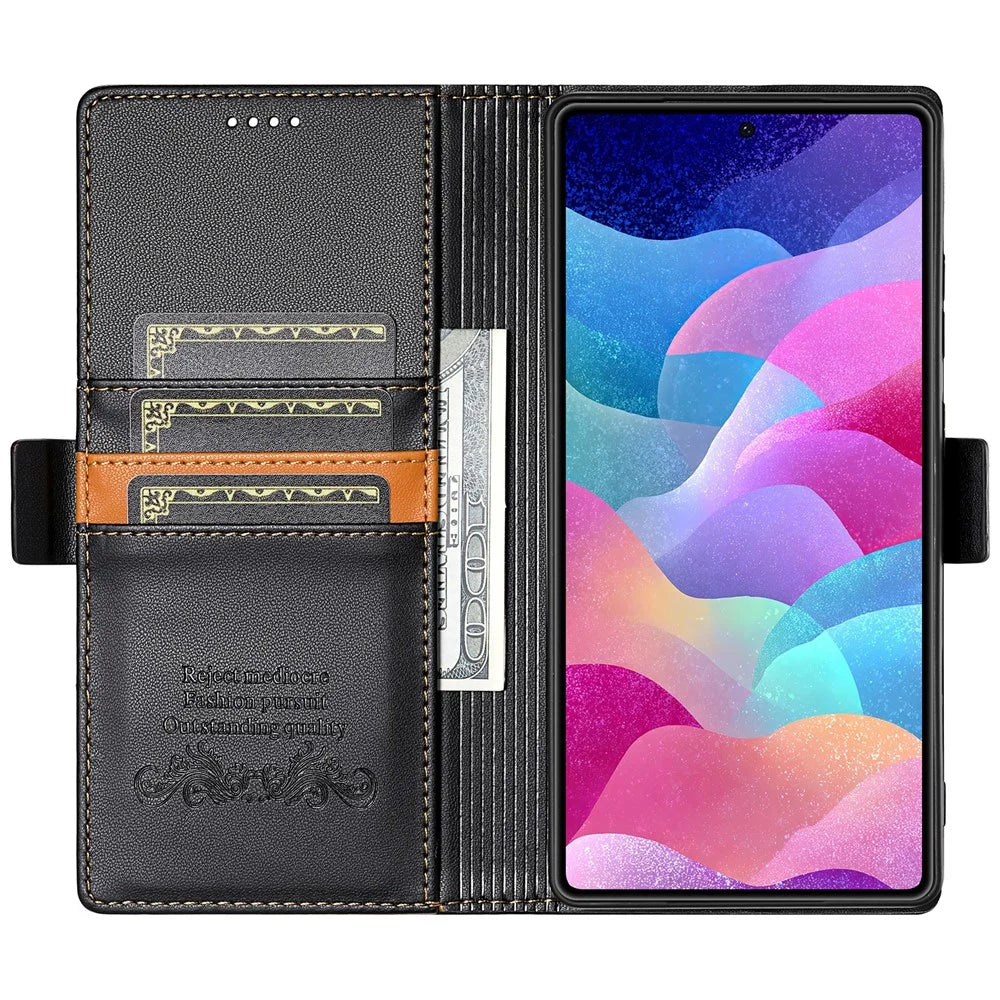 N.BEKUS P3 For Samsung Galaxy S26 Ultra Case RFID Blocking Wallet Stand PU Leather Flip Phone Cover - Black - 2
