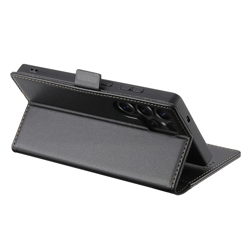 N.BEKUS P3 For Samsung Galaxy S26 Ultra Case RFID Blocking Wallet Stand PU Leather Flip Phone Cover - Black - 4