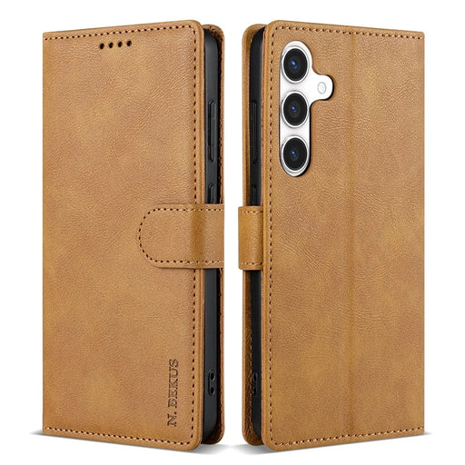 N.BEKUS CSJ-001 For Samsung Galaxy S26 Stand Case PU Leather Wallet Phone Cover - Brown - 1