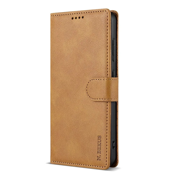 N.BEKUS CSJ-001 For Samsung Galaxy S26 Stand Case PU Leather Wallet Phone Cover - Brown - 6