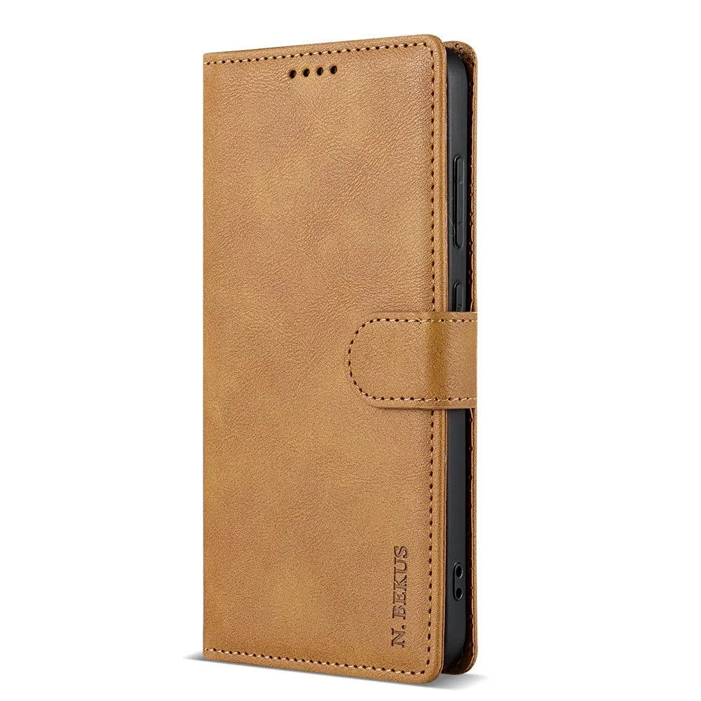 N.BEKUS CSJ-001 For Samsung Galaxy S26+ Stand Case PU Leather Wallet Phone Cover - Brown - 6