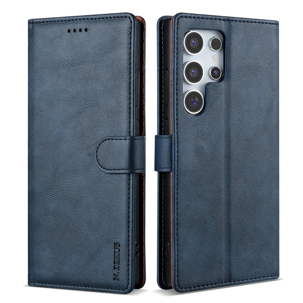 N.BEKUS CSJ-001 For Samsung Galaxy S26 Ultra Stand Case PU Leather Wallet Phone Cover - Blue - 1