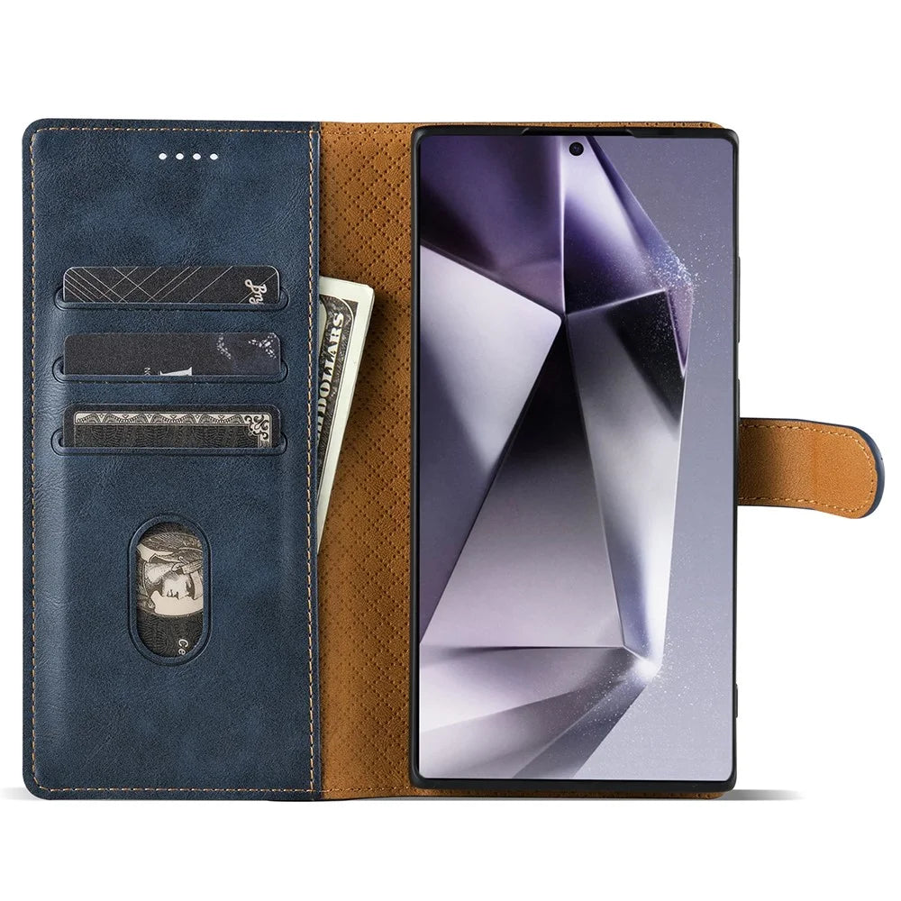 N.BEKUS CSJ-001 For Samsung Galaxy S26 Ultra Stand Case PU Leather Wallet Phone Cover - Blue - 2