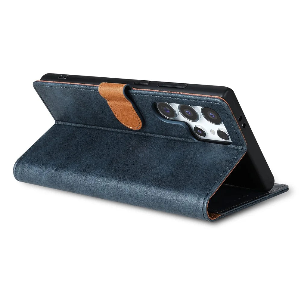 N.BEKUS CSJ-001 For Samsung Galaxy S26 Ultra Stand Case PU Leather Wallet Phone Cover - Blue - 3