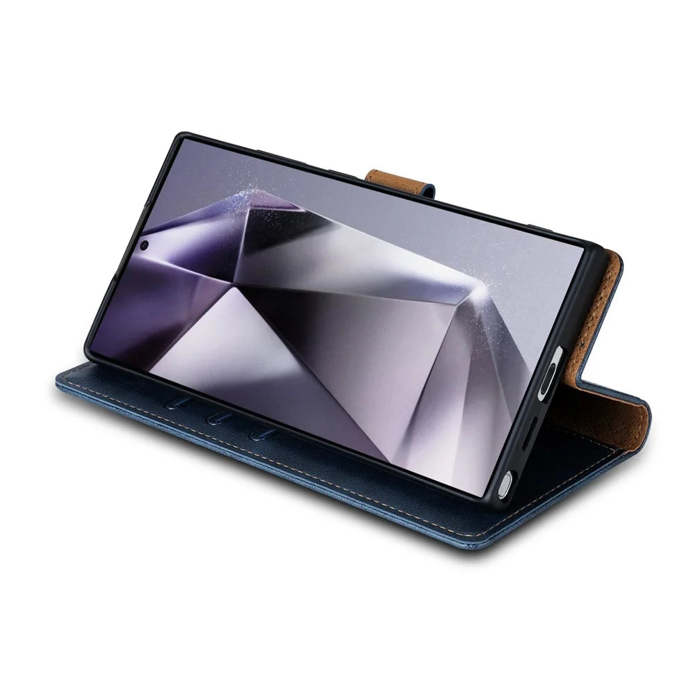N.BEKUS CSJ-001 For Samsung Galaxy S26 Ultra Stand Case PU Leather Wallet Phone Cover - Blue - 4