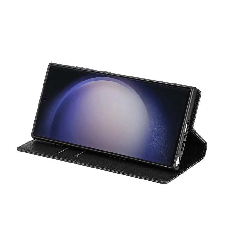 For Samsung Galaxy S26 Ultra Wallet Case Magnetic Closure PU Leather Phone Cover - Black - 3