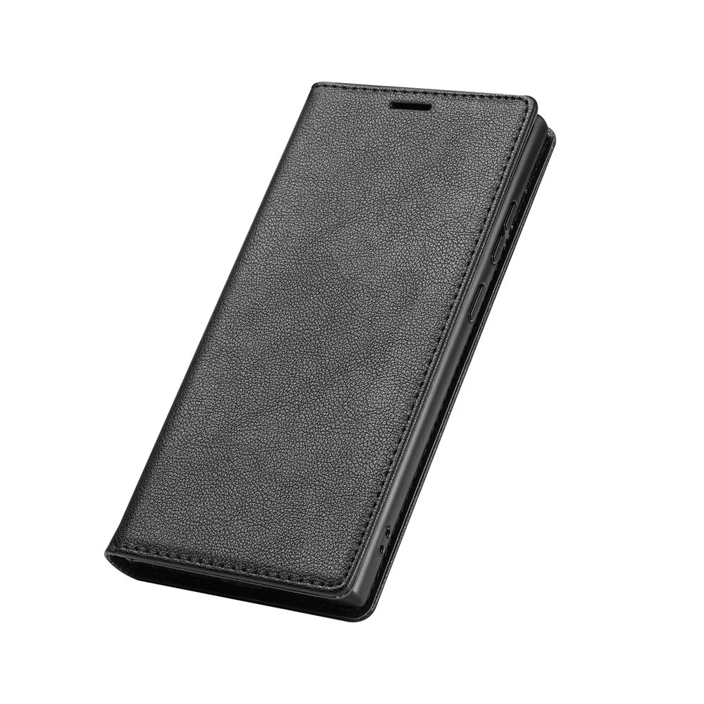For Samsung Galaxy S26 Ultra Wallet Case Magnetic Closure PU Leather Phone Cover - Black - 4