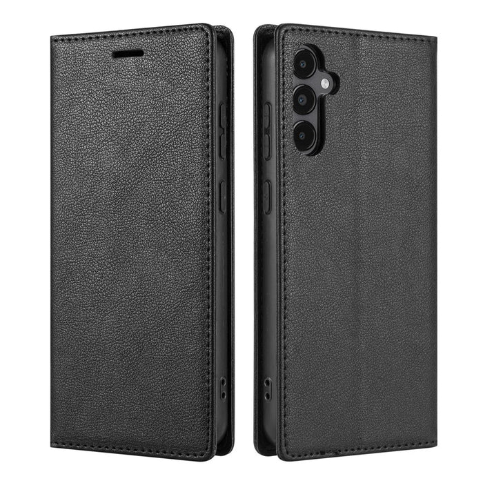 For Samsung Galaxy A37 5G Wallet Case Magnetic Closure PU Leather Phone Cover - Black - 1