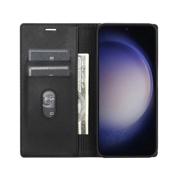 For Samsung Galaxy A37 5G Wallet Case Magnetic Closure PU Leather Phone Cover - Black - 2