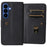 For Samsung Galaxy S26+ Leather Case with 10 Card Holder Phone Cover Stand - Black - 2