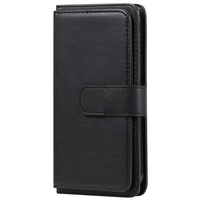 For Samsung Galaxy S26+ Leather Case with 10 Card Holder Phone Cover Stand - Black - 6