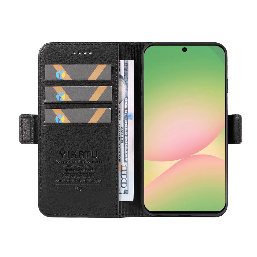 YIKATU For Samsung Galaxy A57 5G Wallet Phone Case  YK-003 Leather Stand Cover -  Black - 2