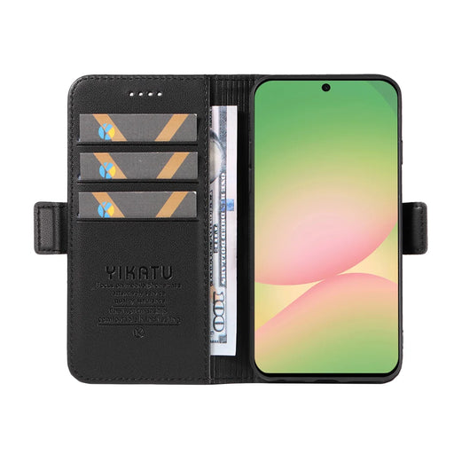 YIKATU For Samsung Galaxy A57 5G Wallet Phone Case  YK-003 Leather Stand Cover -  Black - 2